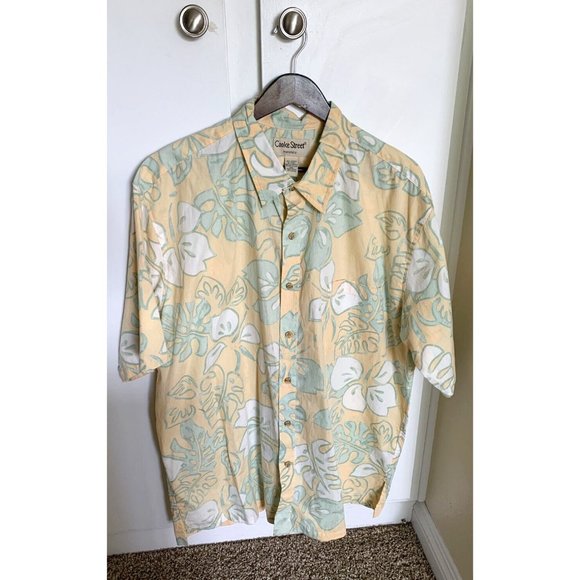 COOKE STREET HONOLULU HAWAIIAN SHIRT 2XL Yellow Lt Green White Hibiscus ALOHA! - Picture 1 of 8